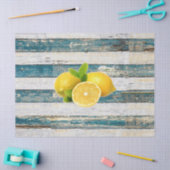 Papier Mousseline Citrons rustiques (bleus) (Artisanat)