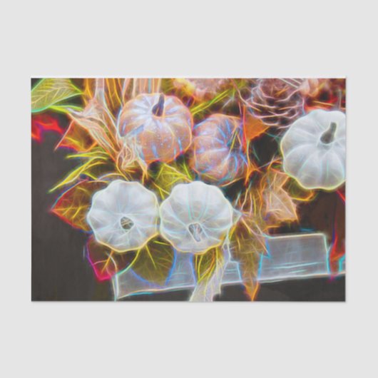 Papier Mousseline Citrouille automne blanc orange brillant (Recto)