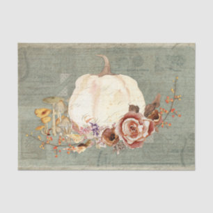 Papier Mousseline Citrouille Automne Gris Orange Floral Champhroom D