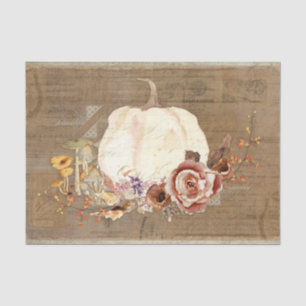 Papier Mousseline Citrouille Automne Orange Floral Champignons Décou