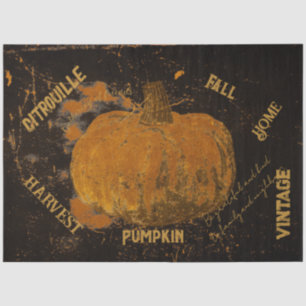 Papier Mousseline Citrouille Automne Vintage Orange Noir Écriture Te