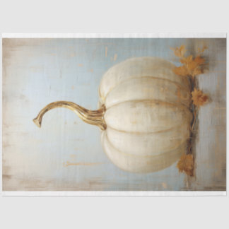 Papier Mousseline Citrouille blanc avec découpage à tige dorée