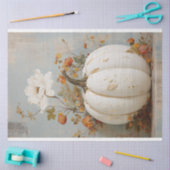 Papier Mousseline Citrouille blanc rustique et papier tissu floral (Artisanat)