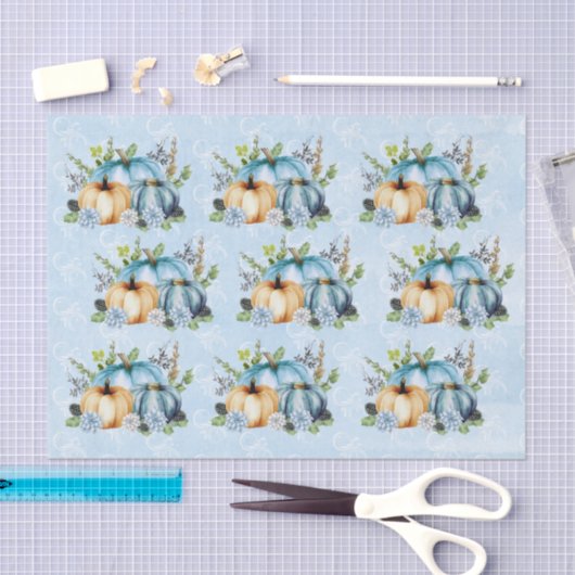 Papier Mousseline Citrouille bleu d'aquarelle automne automne (Artisanat)