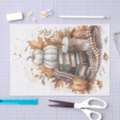 Papier Mousseline Citrouille d'automne et fleurs automne Découpage (Artisanat)