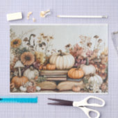 Papier Mousseline Citrouille d'automne et fleurs automne Découpage (Artisanat)