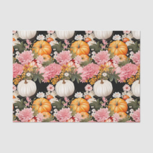Papier Mousseline Citrouille d'automne et fleurs automne Découpage