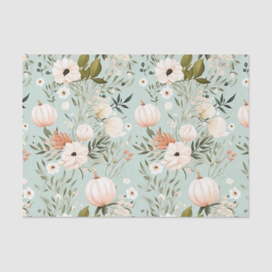 Papier Mousseline Citrouille d'automne et fleurs automne Découpage (Recto)