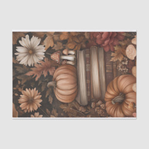 Papier Mousseline Citrouille d'automne et fleurs automne Découpage