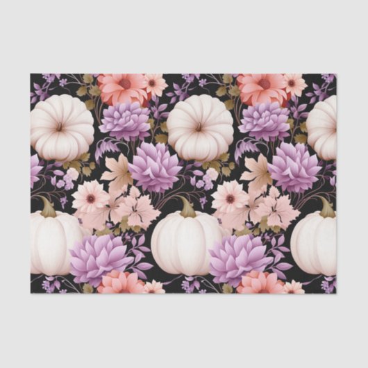 Papier Mousseline Citrouille d'automne et fleurs automne Découpage (Recto)