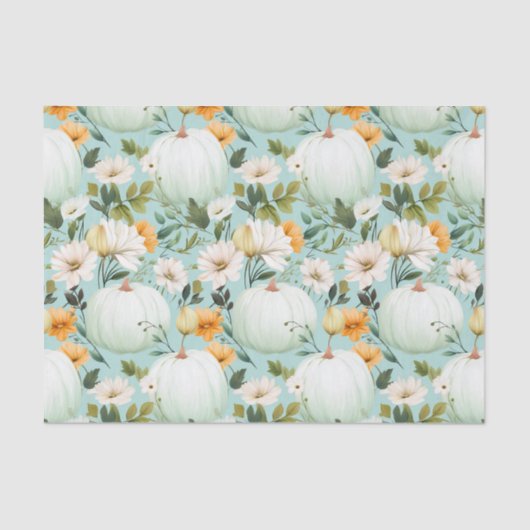 Papier Mousseline Citrouille d'automne et fleurs automne Découpage (Recto)