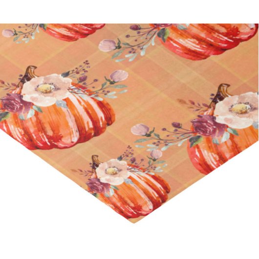 Papier Mousseline Citrouille orange automne plaid à fleurs chèque au