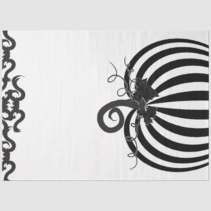 Papier Mousseline Citrouille rayée noir et blanc & Chauves-souris Fê