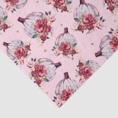 Papier Mousseline Citrouille rose automne aquarelle florale automne (Détail)