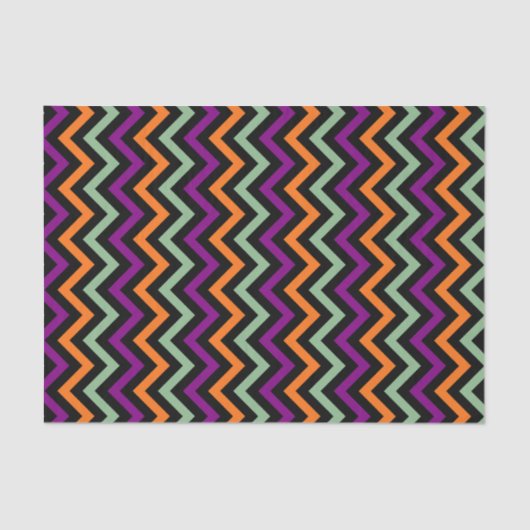 Papier Mousseline Citrouille, violet, vert et noir Vert. Chevron (Recto)