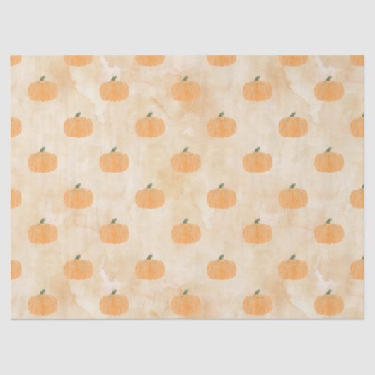 Papier Mousseline Citrouilles aquarelle sur Découpage orange (Recto)