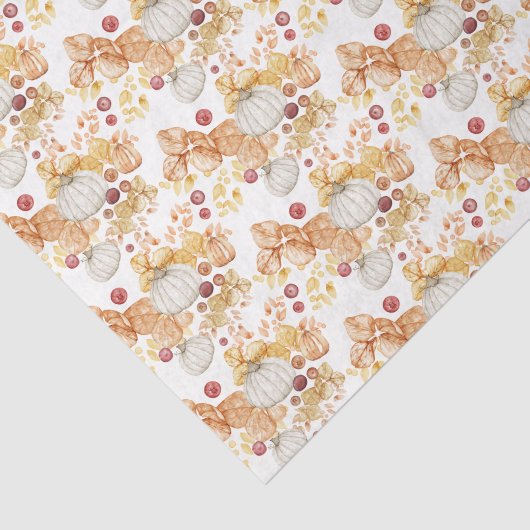 Papier Mousseline Citrouilles blancs d'automne (Détail)