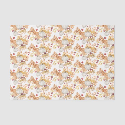 Papier Mousseline Citrouilles blancs d'automne  (Recto)