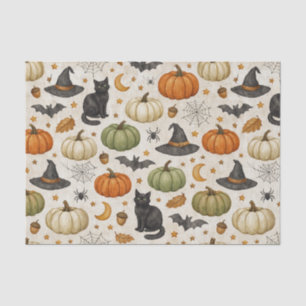 Papier Mousseline Citrouilles de chat noir d'Halloween