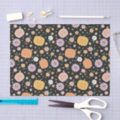 Papier Mousseline Citrouilles d'Halloween rétro et Motif de fleurs (Artisanat)