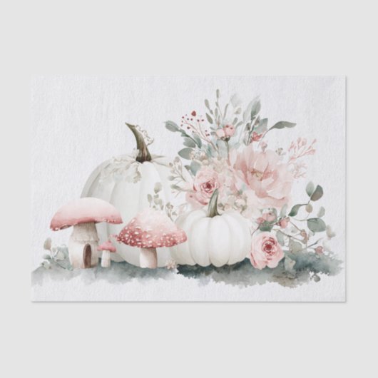 Papier Mousseline Citrouilles et fleurs d'automne colorés Découpage (Recto)