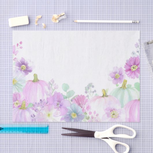 Papier Mousseline Citrouilles et fleurs d'automne Découpage d'automn (Artisanat)