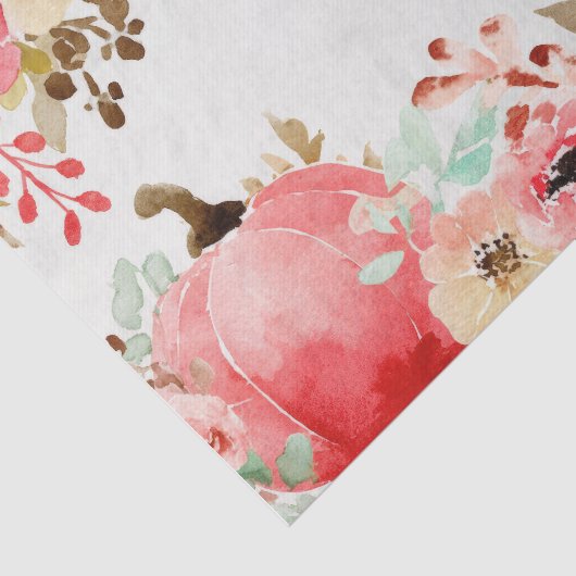 Papier Mousseline Citrouilles et fleurs d'automne rose découpage aut (Détail)