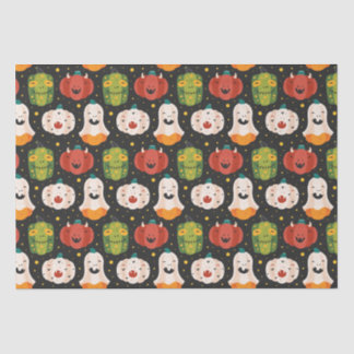 Papier Mousseline Citrouilles et gourmands d'Halloween