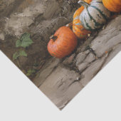 Papier Mousseline Citrouilles, fleurs et Feuilles dans une brouette (Détail)