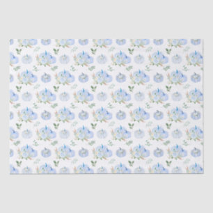 Papier Mousseline Citrouilles Florales Bleues