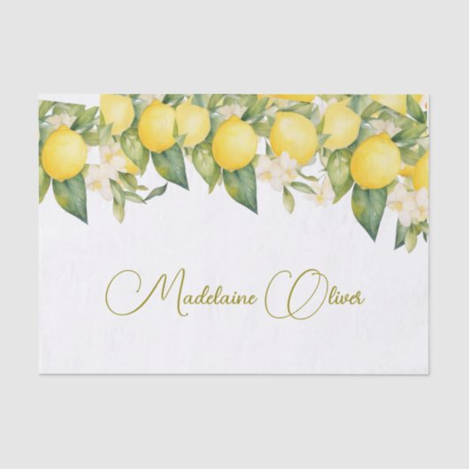 Papier Mousseline Citrus floral citron Design personnel moderne (Recto)
