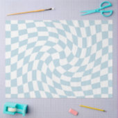 Papier Mousseline Clair Retro Blue Pastel Warped Checkerboard (Artisanat)