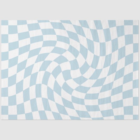 Papier Mousseline Clair Retro Blue Pastel Warped Checkerboard (Recto)