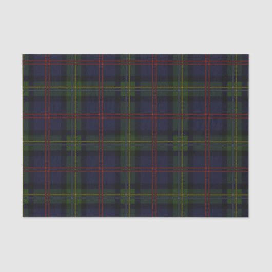 Papier Mousseline Clan Plaid Malcolm vert violet noir Tartan (Recto)