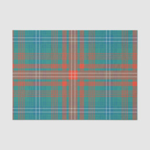 Papier Mousseline Clan Wilson Orange Turquoise Plaid Check Tartan