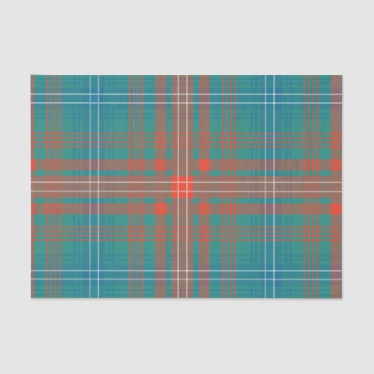 Papier Mousseline Clan Wilson Orange Turquoise Plaid Check Tartan (Recto)
