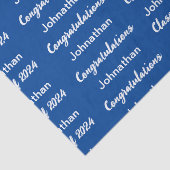 Papier Mousseline Classe de 2024 Blue White Félicitations Grad Name (Détail)