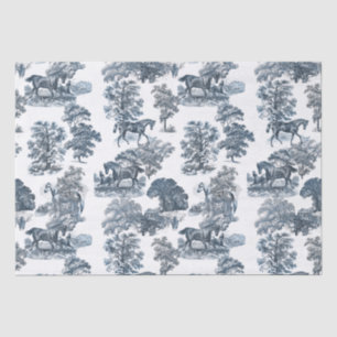 Papier Mousseline Classé Elegant Rustic Blue Horses Country Toile