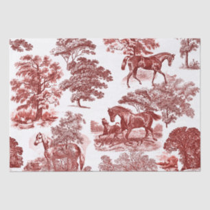 Papier Mousseline Classé élégant Rustique Cheval Rouge Country Toile