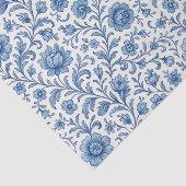 Papier Mousseline Classé Hollandais Delfts Blue Floral Art Motif (Détail)