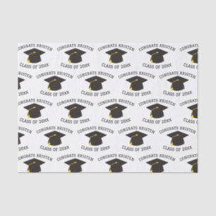 Papier Mousseline Classe personnalisée de 20xx Black Graduation Cap 