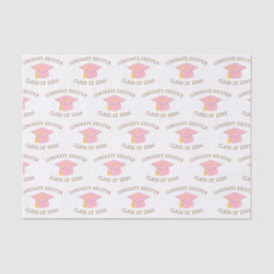 Papier Mousseline Classe personnalisée de 20xx Pink Graduation Cap c