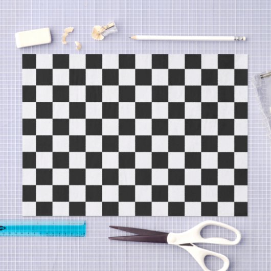 Papier Mousseline Classic black checkerboard (Artisanat)