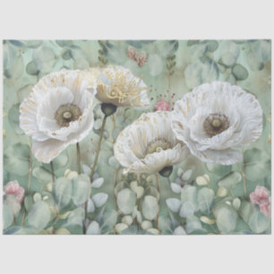 Papier Mousseline Classic Country Pies blanches chic et Eucalyptus