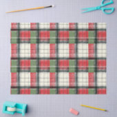 Papier Mousseline Classic distressed green and red plaid (Artisanat)