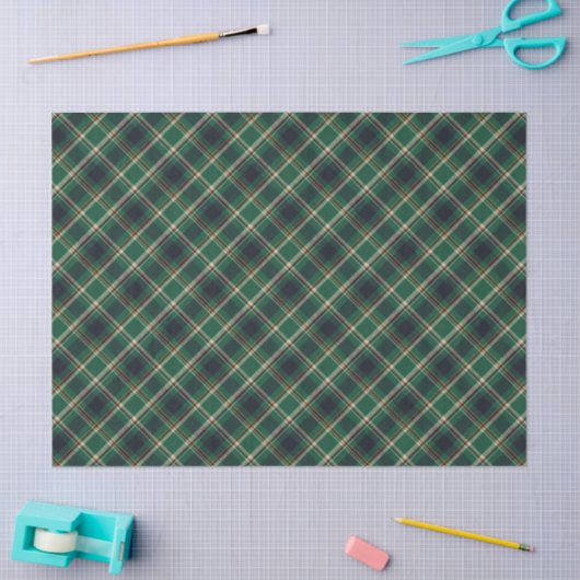 Papier Mousseline Classic Green Blue Yellow Plaid Pattern Holiday (Artisanat)