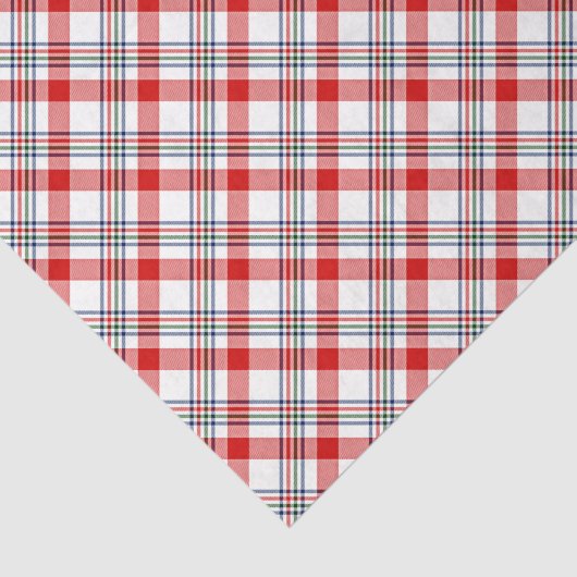 Papier Mousseline Classic Green Rouge Bleu Blanc Plaid Check Motif (Détail)