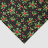 Papier Mousseline Classic Holiday Green Holly Red Berries (Détail)