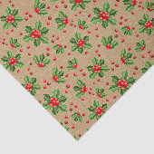 Papier Mousseline Classic Holiday Green Holly Red Berries (Détail)
