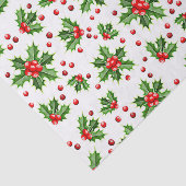 Papier Mousseline Classic Holiday Holly Tree Feuilles Berries Motif (Détail)